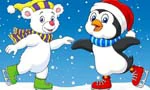 pinguin en ijsbeer schaatsen