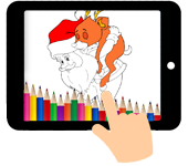 kleurplaat Kerstman met rendier op zijn rug