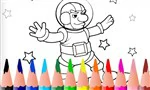 kleurplaat ruimtevaarder surft op raket