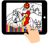 kleurplaat Sinterklaas op paard