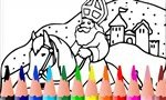kleurplaat Sinterklaas op paard
