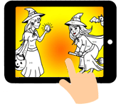 link naar online rekenkleurplaat optellen en aftrekken tot 20 halloween heksen