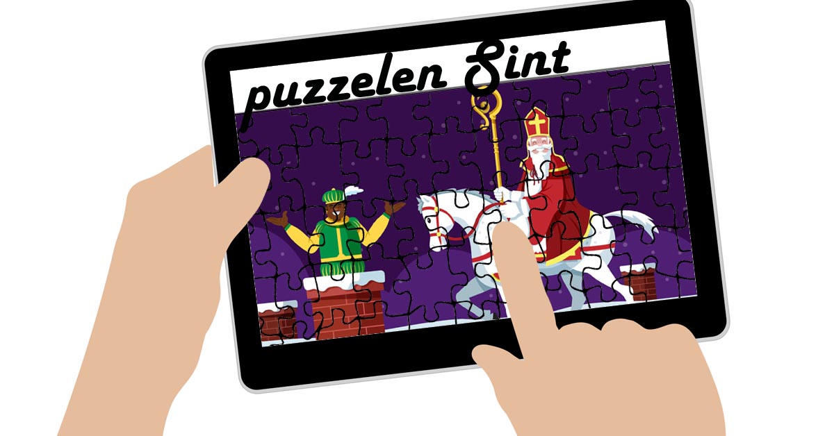 Puzzel Thema Sinterklaas Op Paard Met Piet In De Schouw