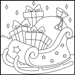 kleurplaat kerstsslee