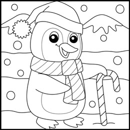 kleurplaat Kerstpingu??n