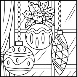 kleurplaat kerstballen