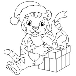 kleurplaat kersttijger