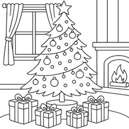 kleurplaat kerstboom