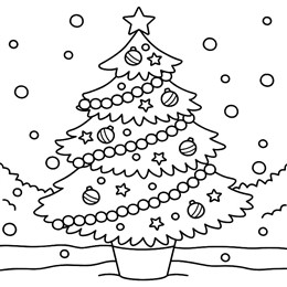 kleurplaat kerstboom