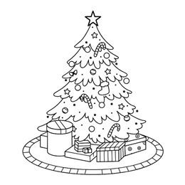 kleurplaat kerstboom