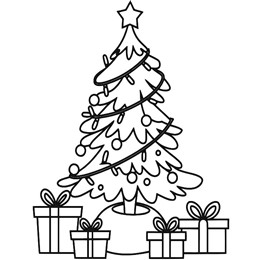 kleurplaat kerstboom