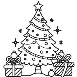 kleurplaat kerstboom