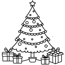 kleurplaat kerstboom