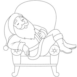 kleurplaat sapende Kerstman