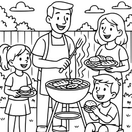 kleurplaat lente barbecue