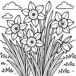 kleurplaat lente narcissen