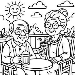 kleurplaat lente opa oma terrasje