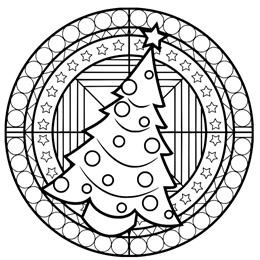 kleurplaat mandala kerstboom