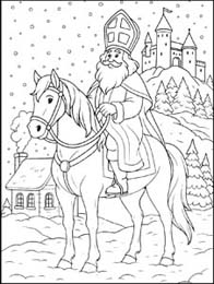 kleurplaat Sinterklaas op paard