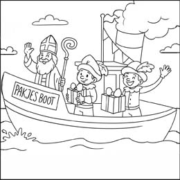kleurplaat Sinterklaas stoomboot