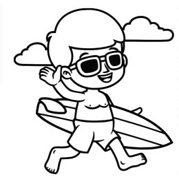 kleurplaat surfboarder