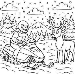 kleurplaat winter sneeuwscooter