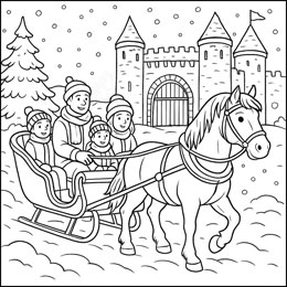 kleurplaat winter arreslee