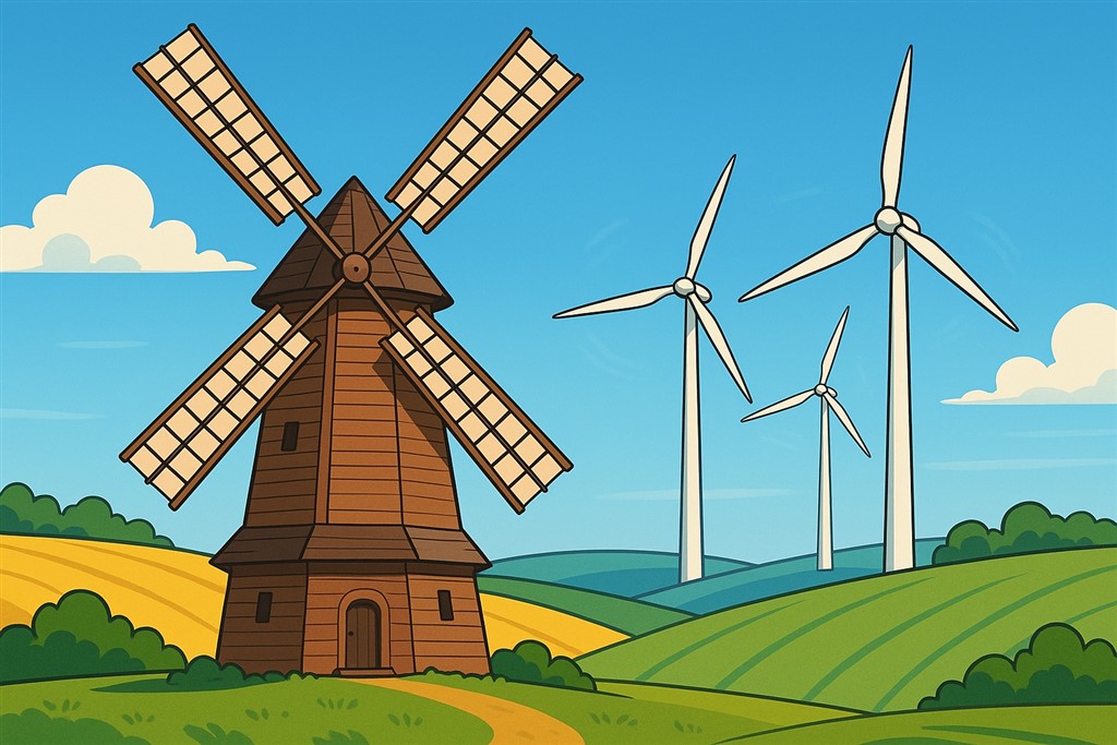 oude en nieuwe windmolens